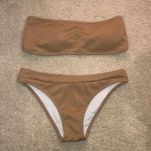 Zaful Nude Ribbed Bikini Size M